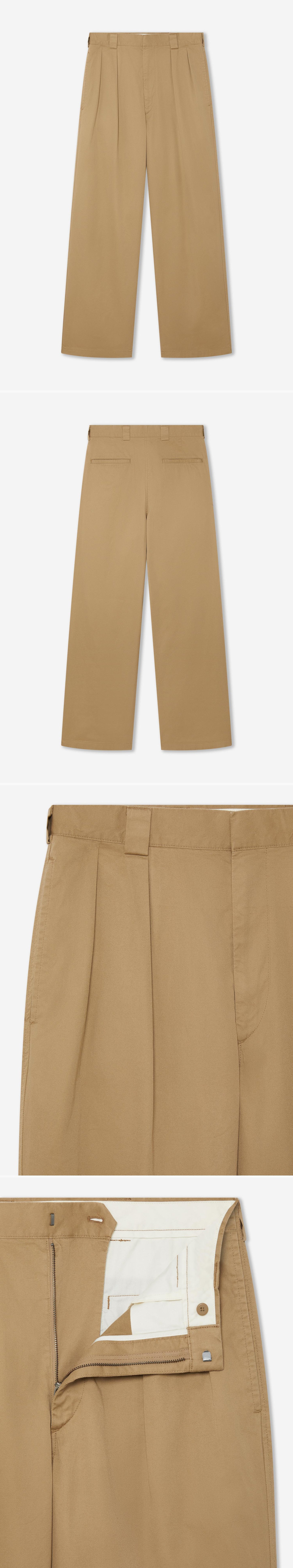 TAN_WIDELEG_TROUSER - Hanging - 4 x Shots - Front + Back + Detail A + Detail B