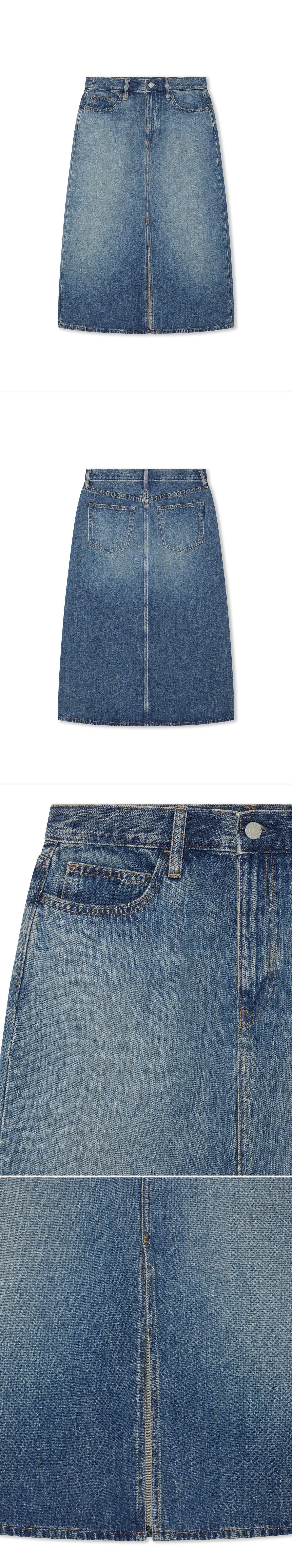 DENIM_SKIRT - Hanging - 4 x Shots - Front + Back + Detail A + Detail B