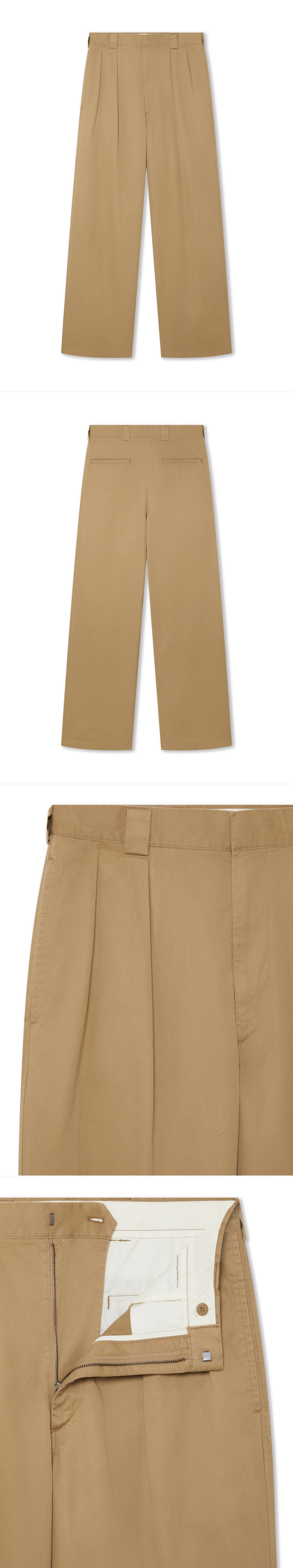 TAN_WIDELEG_TROUSER - Hanging - 4 x Shots - Front + Back + Detail A + Detail B