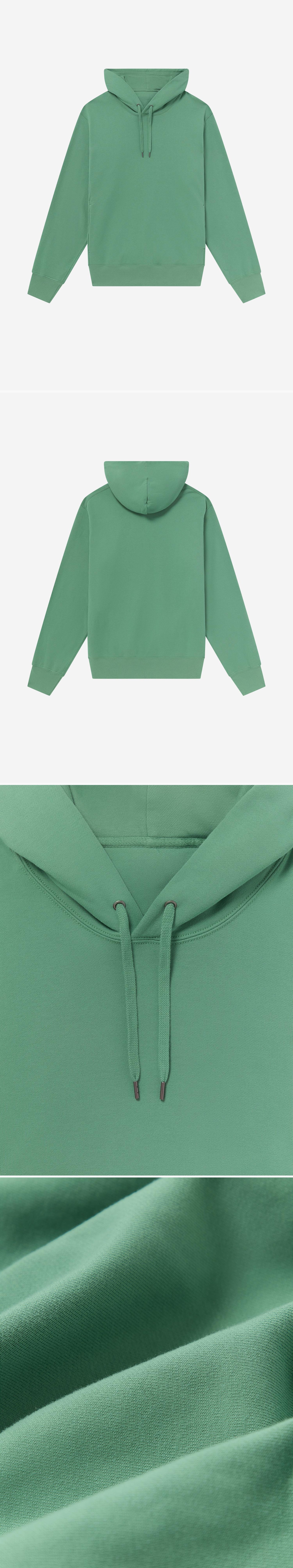 GREEN_HOODIE - Flat Lay - 4 x Shots - Front + Back + Detail A + Detail C