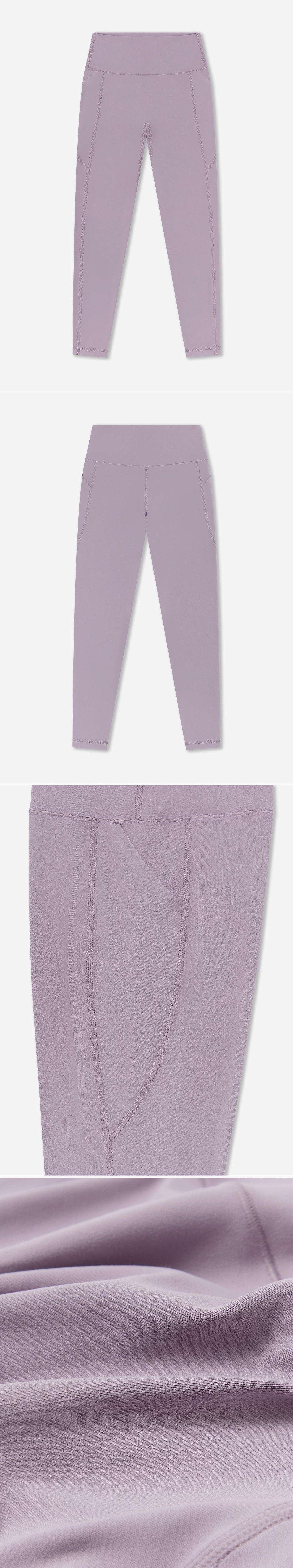 LILAC_LEGGINGS - Flat Lay - 4 x Shots - Front + Back + Detail A + Detail C