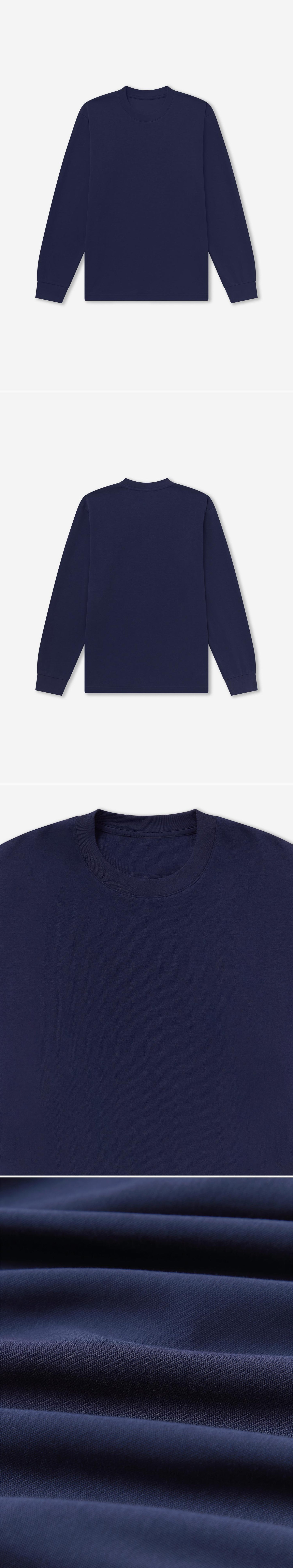 LS_NAVY_TEE - Flat Lay - 4 x Shots - Front + Back + Detail A + Detail C