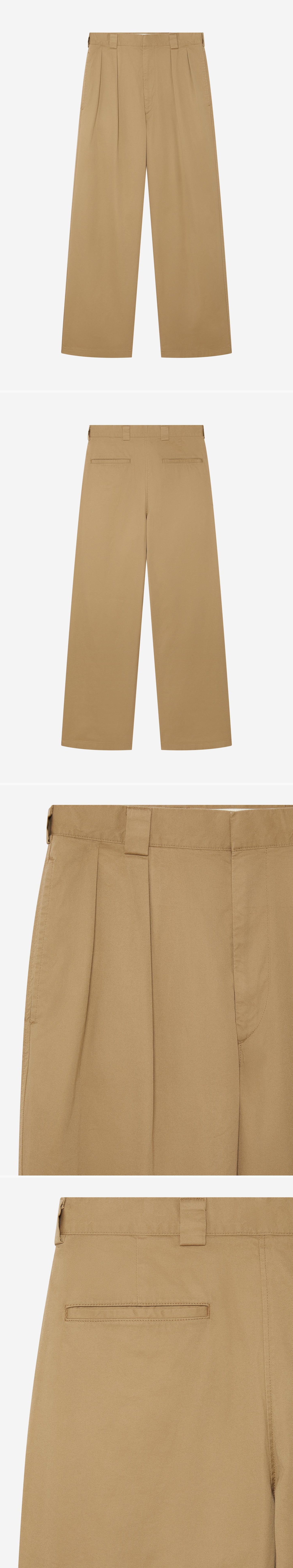 TAN_WIDELEG_TROUSER - Hanging - 4 x Shots - Front + Back + Detail A + Detail C