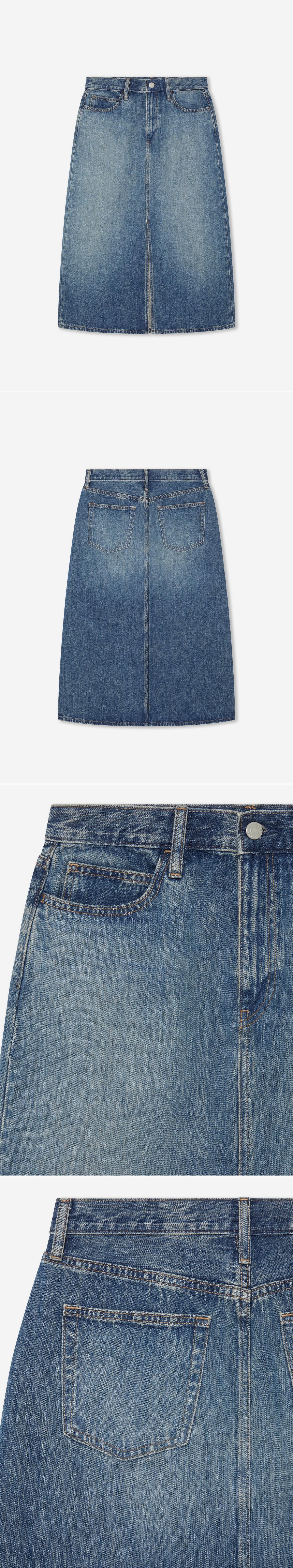 DENIM_SKIRT - Hanging - 4 x Shots - Front + Back + Detail A + Detail C