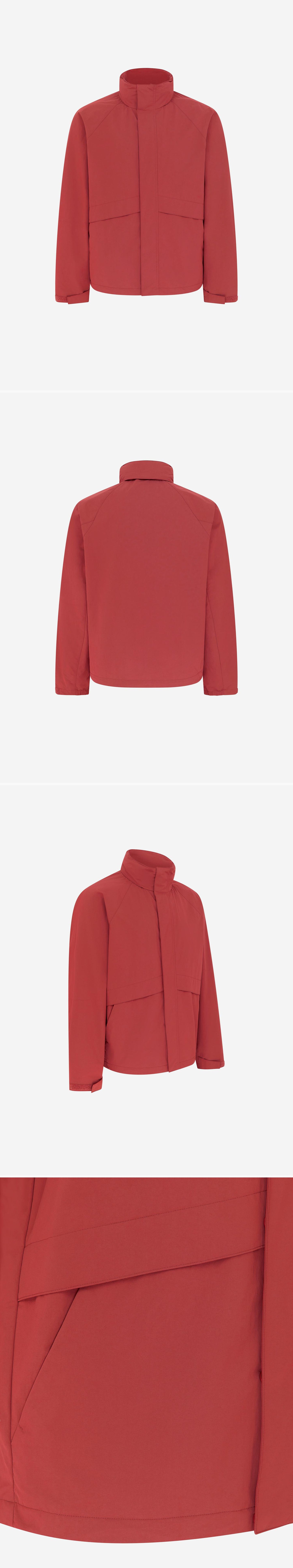 RED_HIGHNECK_JACKET - Mannequin - 4 x Shots - Front + Back + Angle + Detail B
