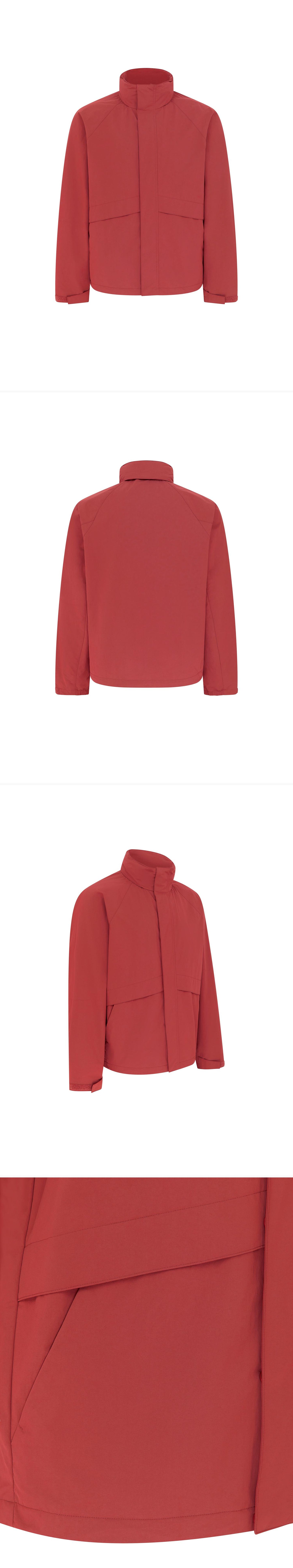 RED_HIGHNECK_JACKET - Mannequin - 4 x Shots - Front + Back + Angle + Detail B