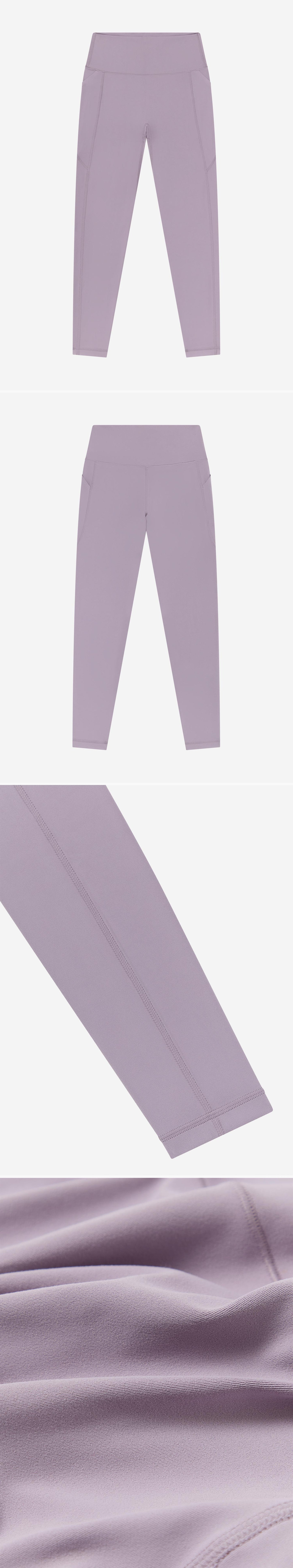 LILAC_LEGGINGS - Flat Lay - 4 x Shots - Front + Back + Detail B + Detail C