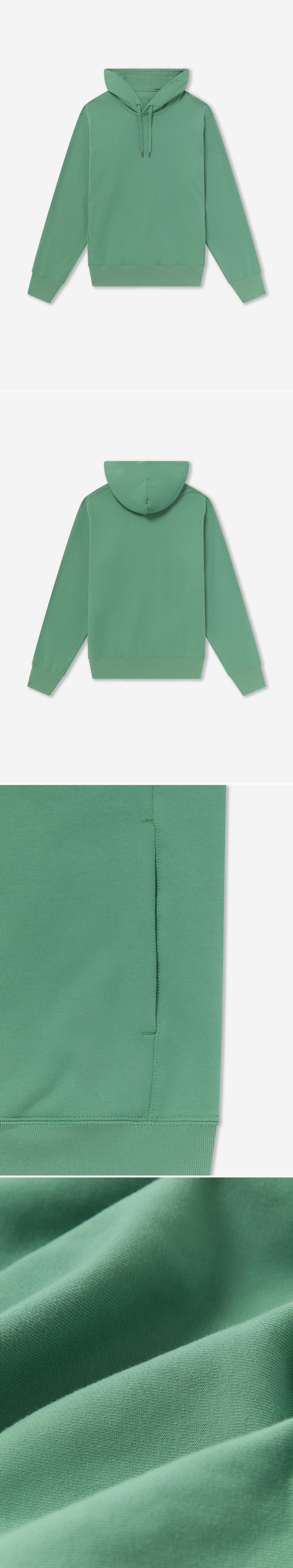 GREEN_HOODIE - Flat Lay - 4 x Shots - Front + Back + Detail B + Detail C