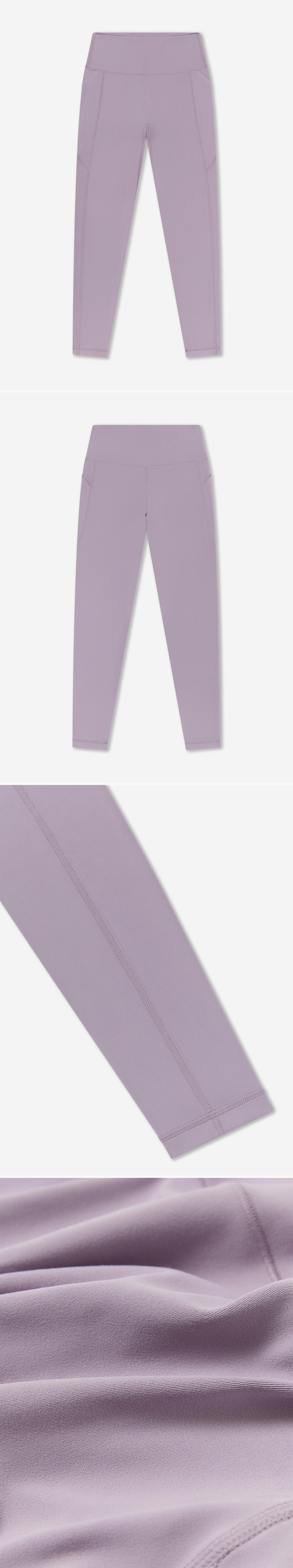 LILAC_LEGGINGS - Flat Lay - 4 x Shots - Front + Back + Detail B + Detail C