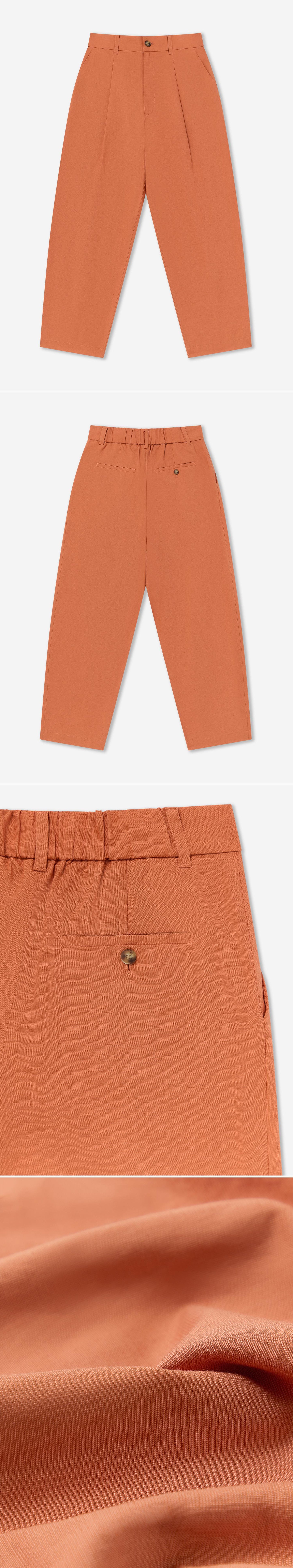 ORANGE_WIDELEG_TROUSER - Flat Lay - 4 x Shots - Front + Back + Detail B + Detail C