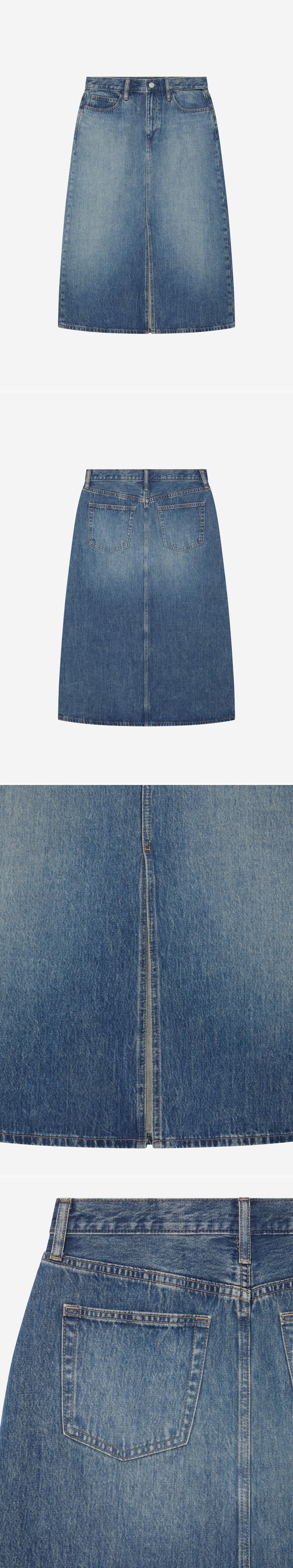 DENIM_SKIRT - Hanging - 4 x Shots - Front + Back + Detail B + Detail C