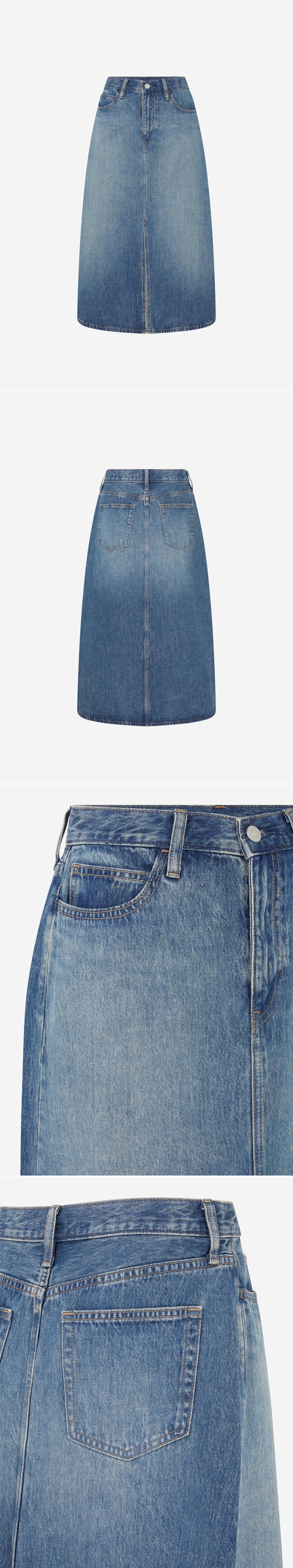 DENIM_SKIRT - Mannequin - 4 x Shots - Front + Back + Detail A + Detail B