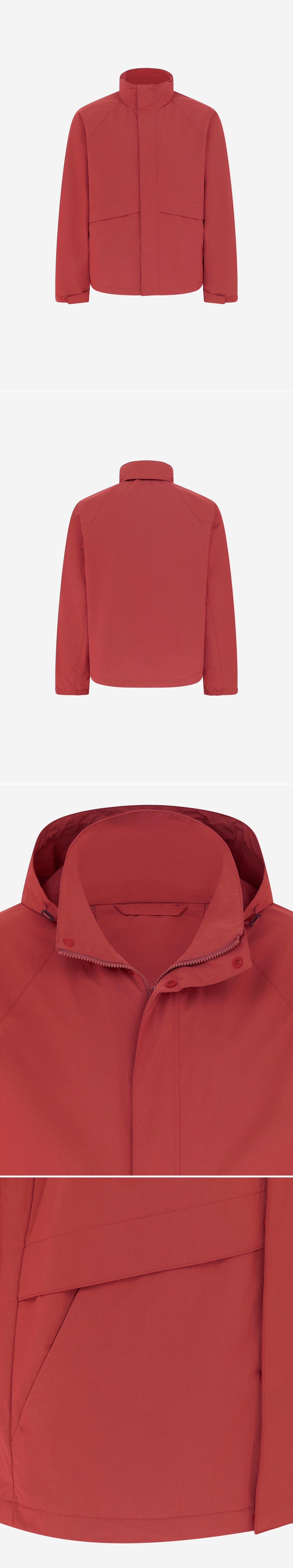 RED_HIGHNECK_JACKET - Mannequin - 4 x Shots - Front + Back + Detail A + Detail B