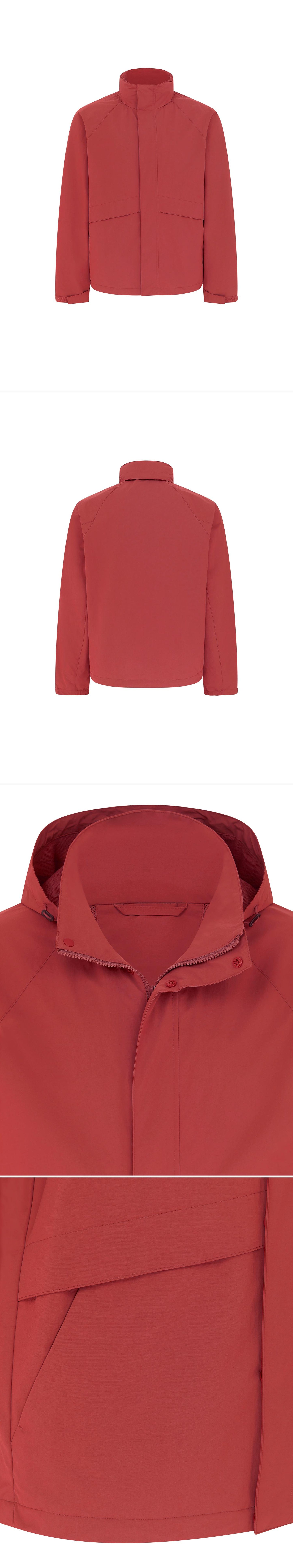 RED_HIGHNECK_JACKET - Mannequin - 4 x Shots - Front + Back + Detail A + Detail B