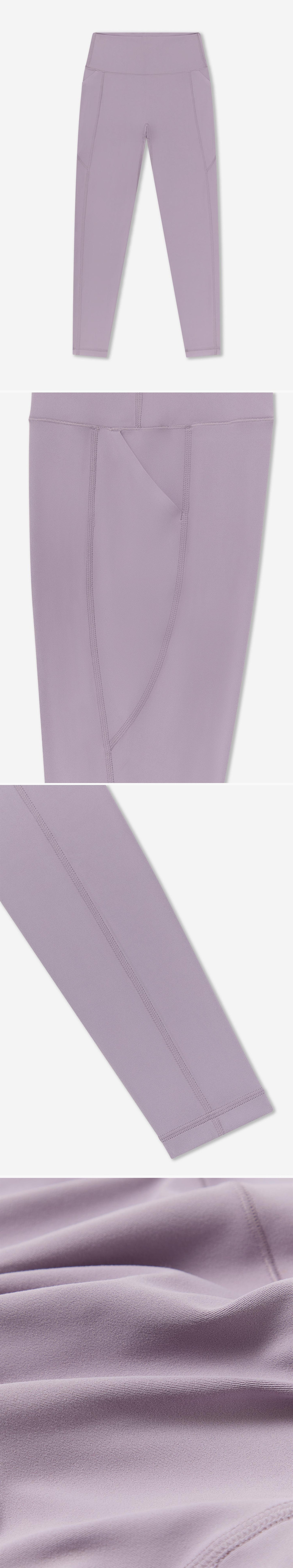 LILAC_LEGGINGS - Flat Lay - 4 x Shots - Front + Detail A + Detail B + Detail C