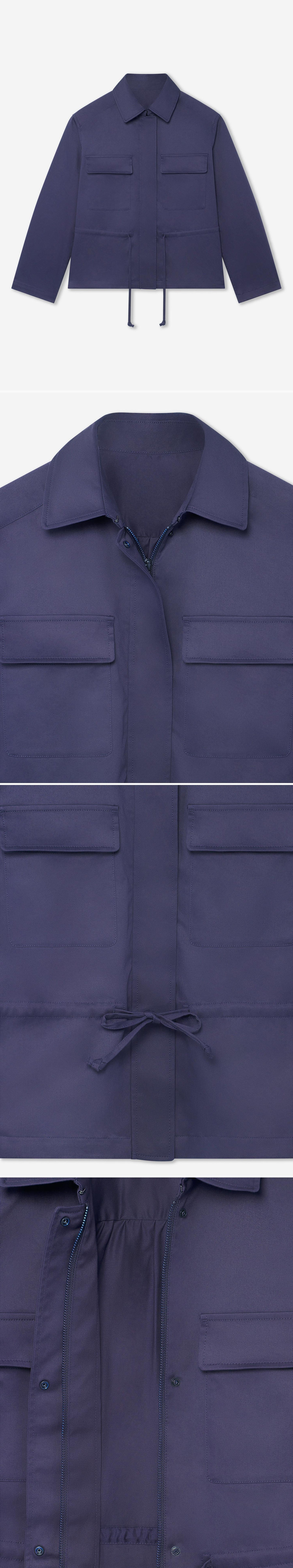 BLUE_JACKET - Hanging - 4 x Shots - Front + Detail A + Detail B + Detail C