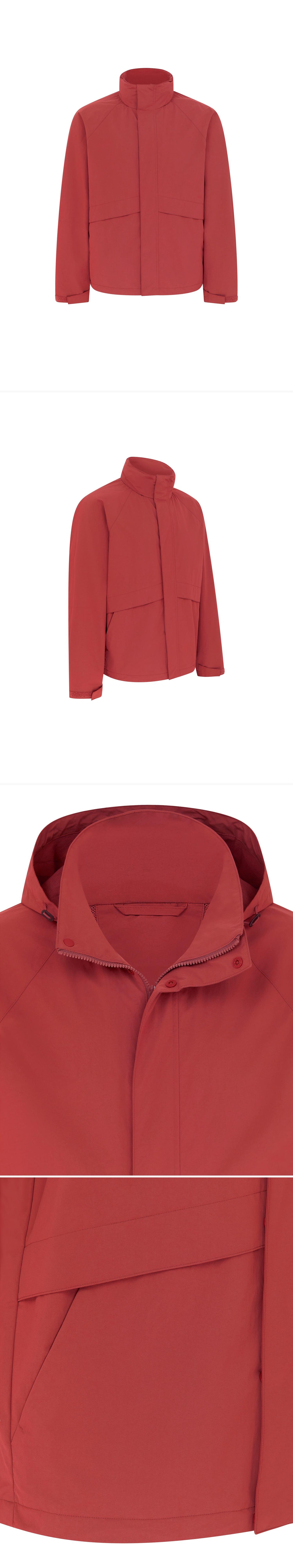 RED_HIGHNECK_JACKET - Mannequin - 4 x Shots - Front + Angle + Detail A + Detail B