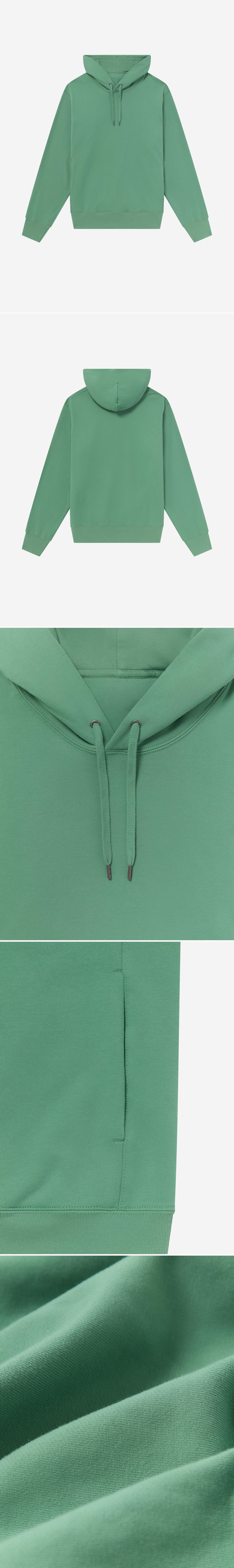 GREEN_HOODIE - Flat Lay - 5 x Shots - Front + Back + Detail A + Detail B + Detail C