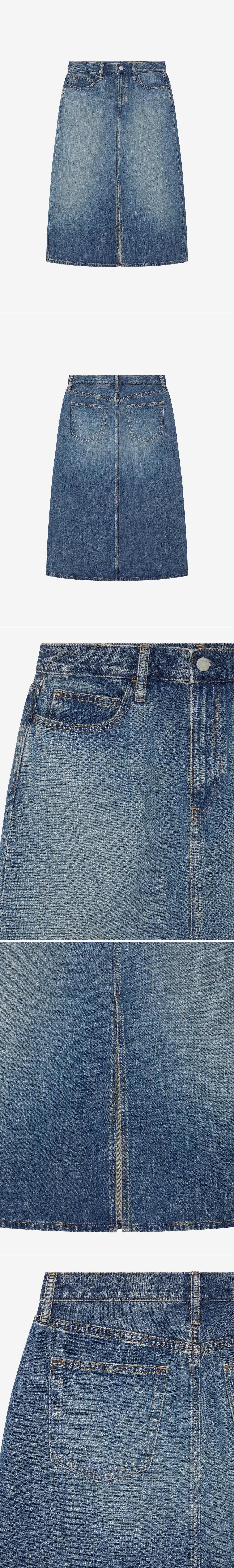 DENIM_SKIRT - Hanging - 5 x Shots - Front + Back + Detail A + Detail B + Detail C
