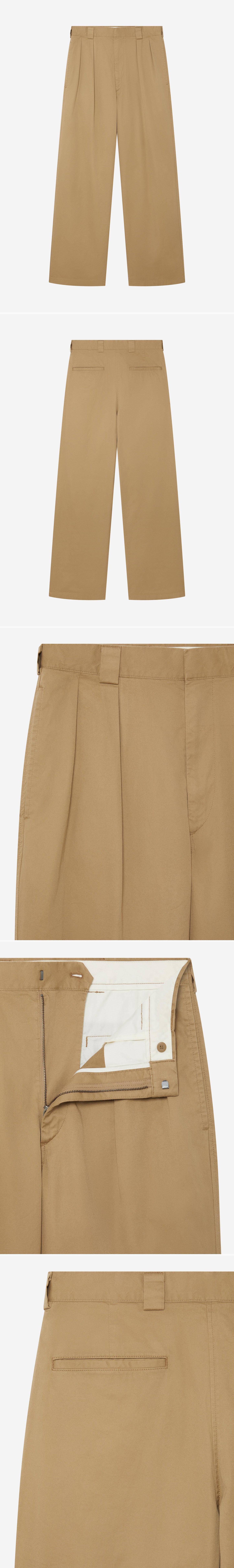TAN_WIDELEG_TROUSER - Hanging - 5 x Shots - Front + Back + Detail A + Detail B + Detail C