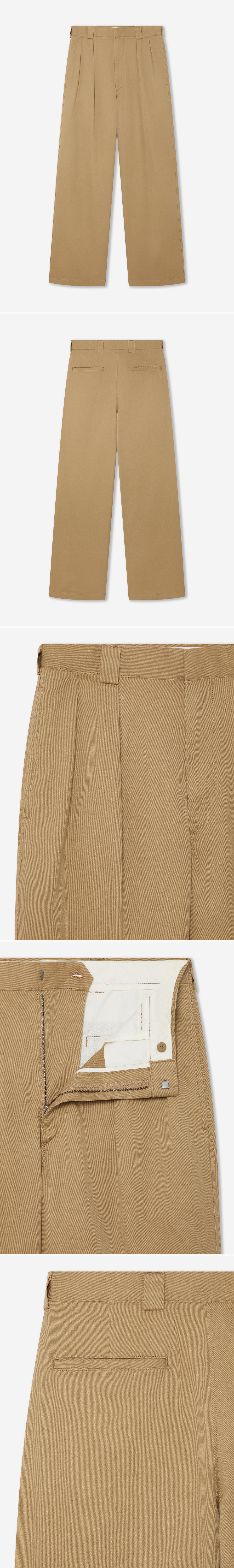 TAN_WIDELEG_TROUSER - Hanging - 5 x Shots - Front + Back + Detail A + Detail B + Detail C