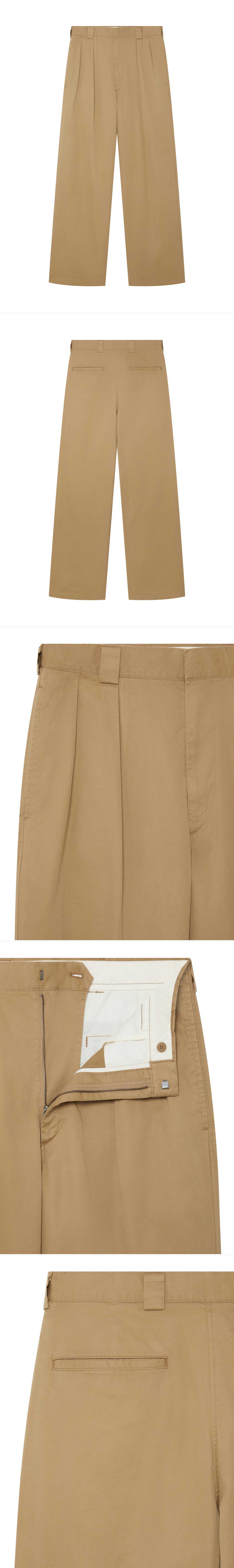 TAN_WIDELEG_TROUSER - Hanging - 5 x Shots - Front + Back + Detail A + Detail B + Detail C