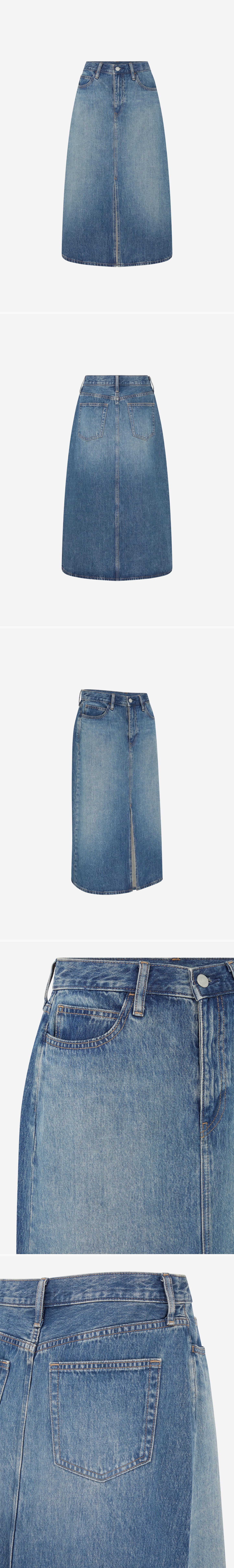 DENIM_SKIRT - Mannequin - 5 x Shots - Front + Back + Angle + Detail A + Detail B