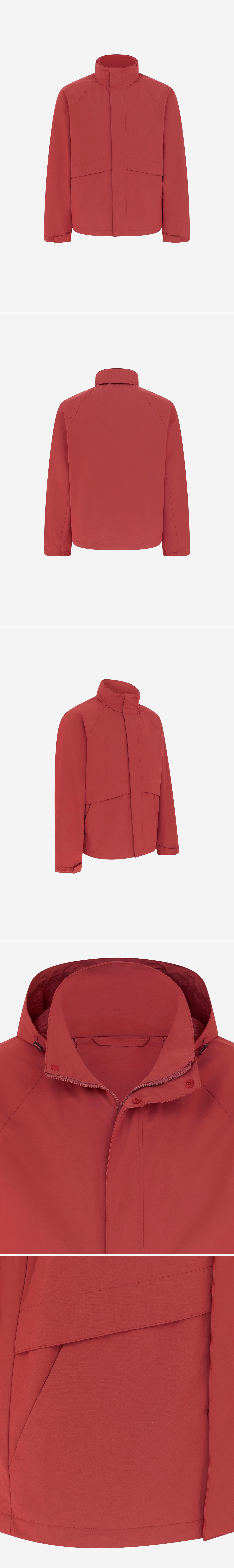 RED_HIGHNECK_JACKET - Mannequin - 5 x Shots - Front + Back + Angle + Detail A + Detail B