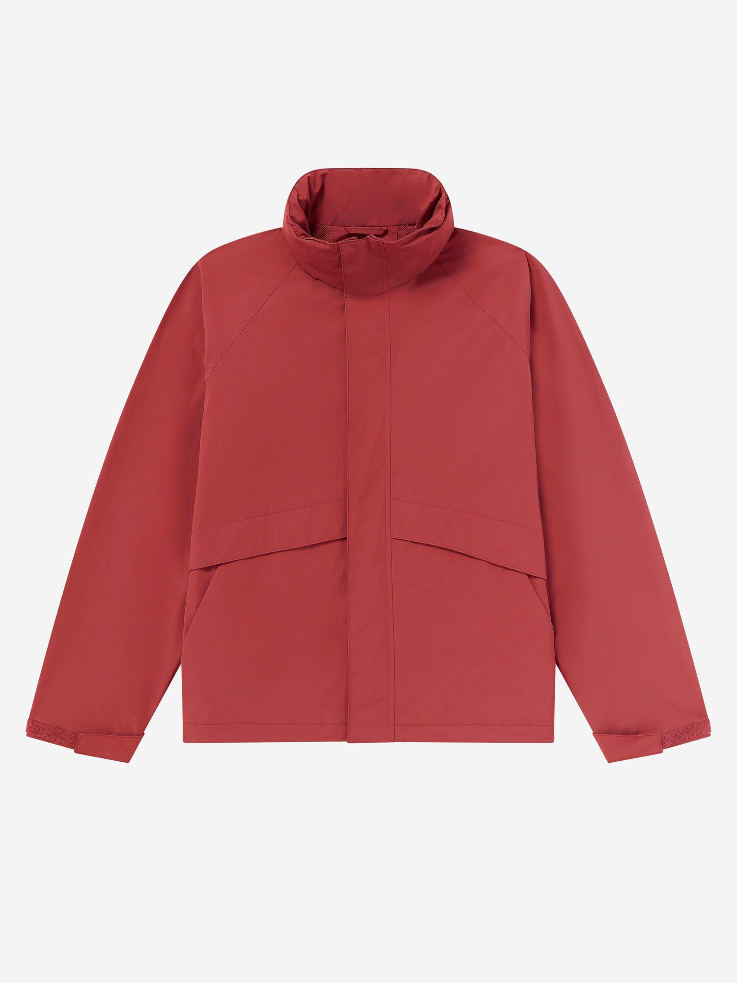 RED_HIGHNECK_JACKET - Flat Lay - 1 x Shots - Front