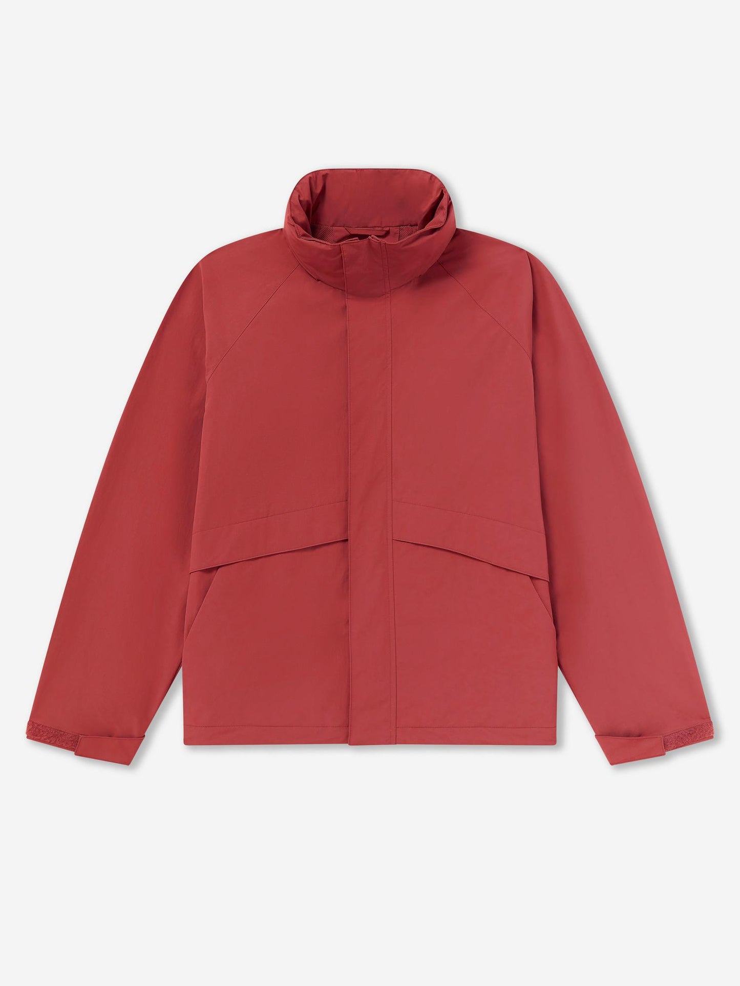 RED_HIGHNECK_JACKET - Flat Lay - 1 x Shots - Front