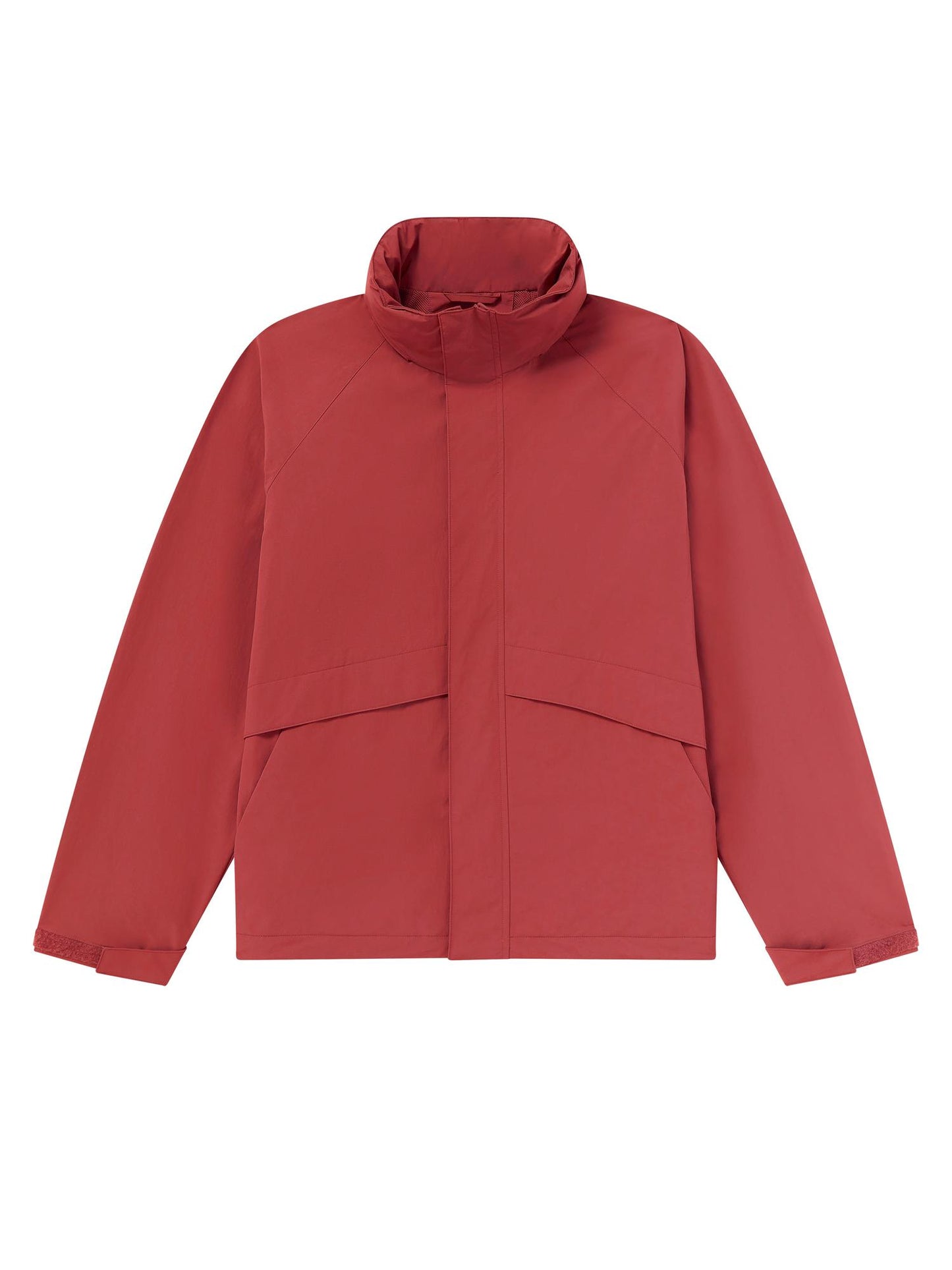RED_HIGHNECK_JACKET - Flat Lay - 1 x Shots - Front