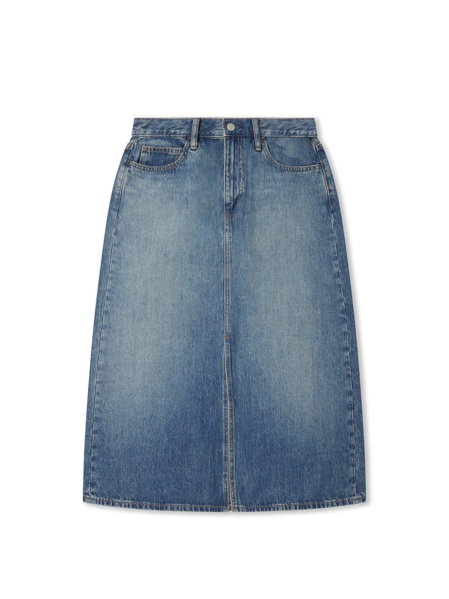 DENIM_SKIRT - Flat Lay - 1 x Shots - Front