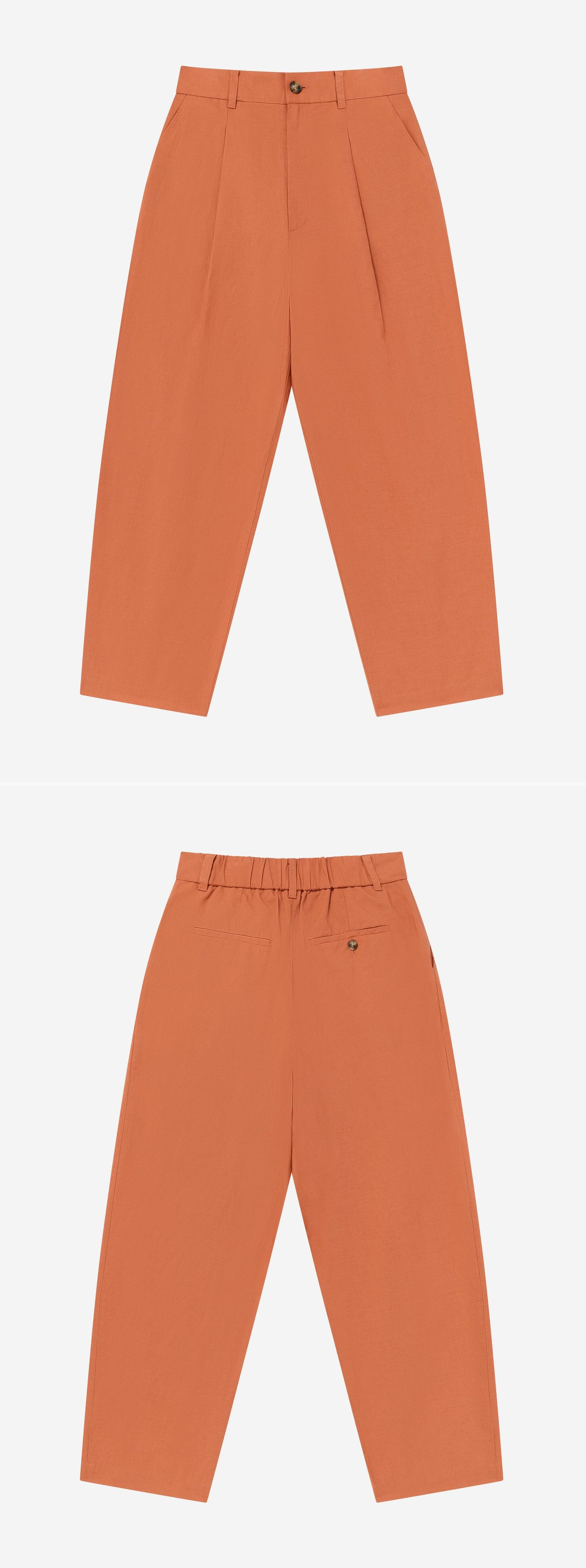ORANGE_WIDELEG_TROUSER - Flat Lay - 2 x Shots - Front + Back