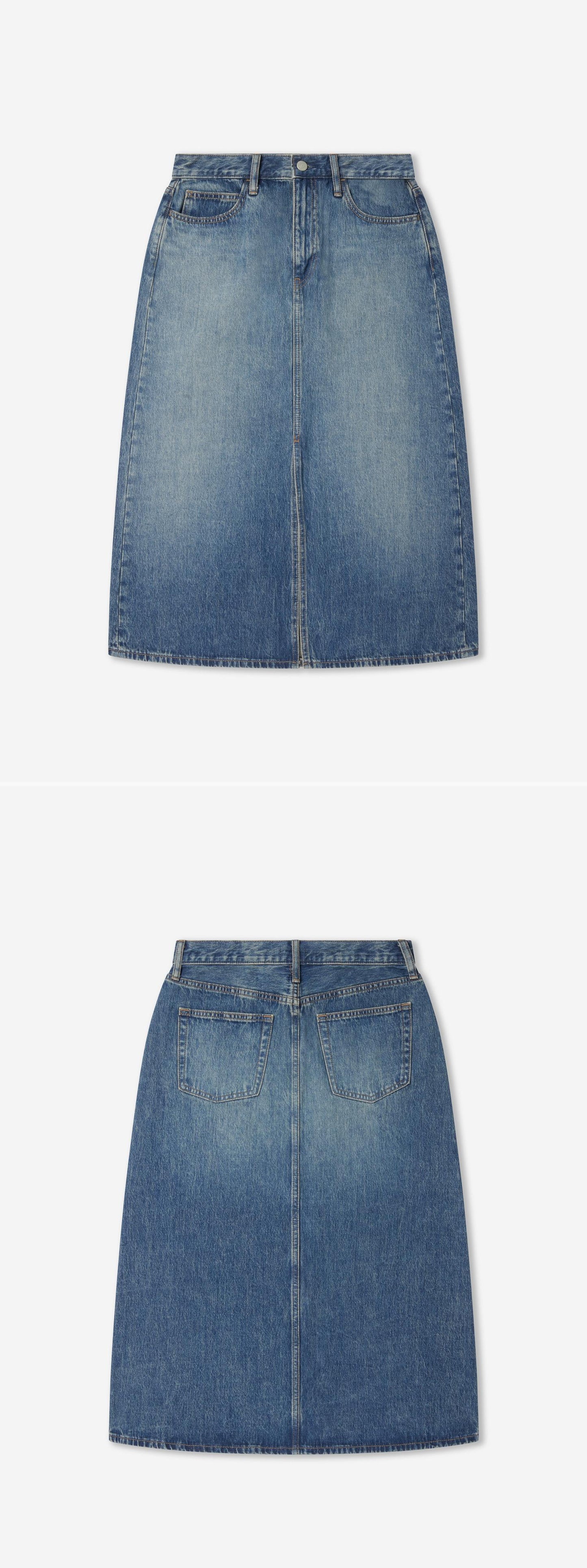 DENIM_SKIRT - Flat Lay - 2 x Shots - Front + Back