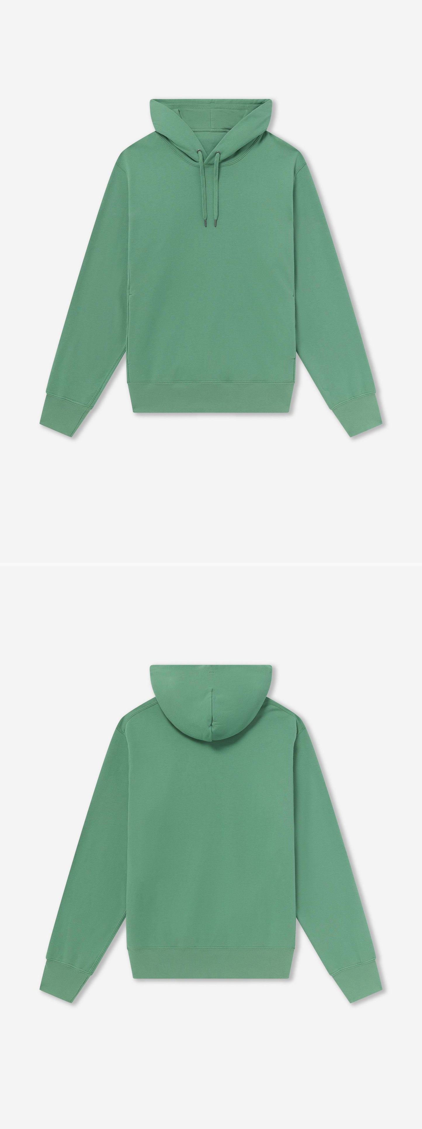 GREEN_HOODIE - Flat Lay - 2 x Shots - Front + Back