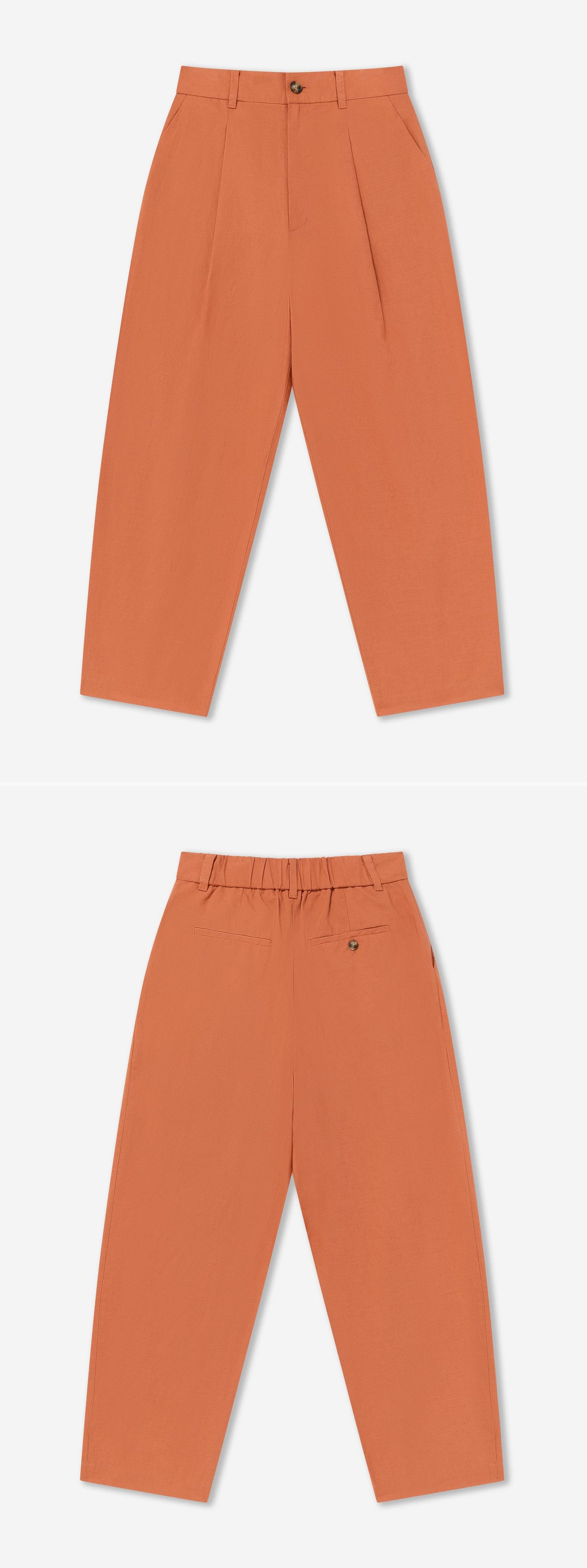 ORANGE_WIDELEG_TROUSER - Flat Lay - 2 x Shots - Front + Back