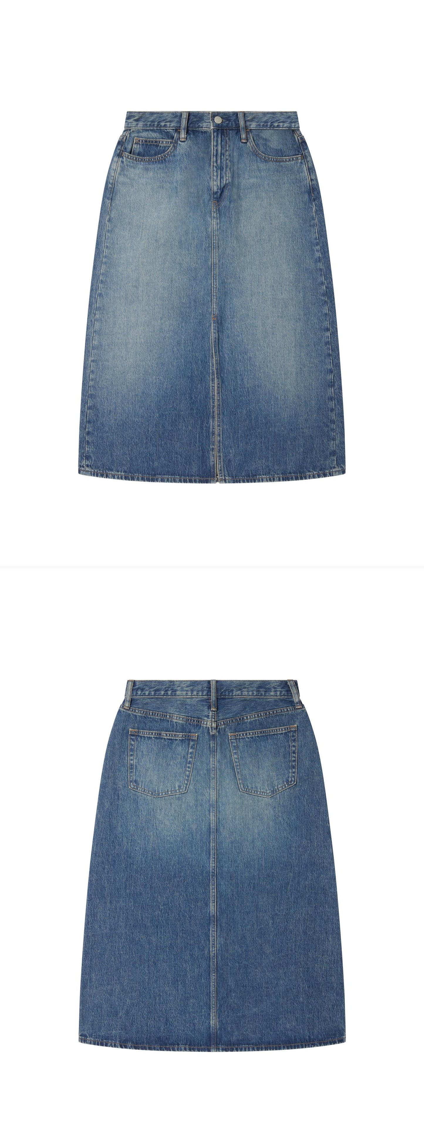 DENIM_SKIRT - Flat Lay - 2 x Shots - Front + Back