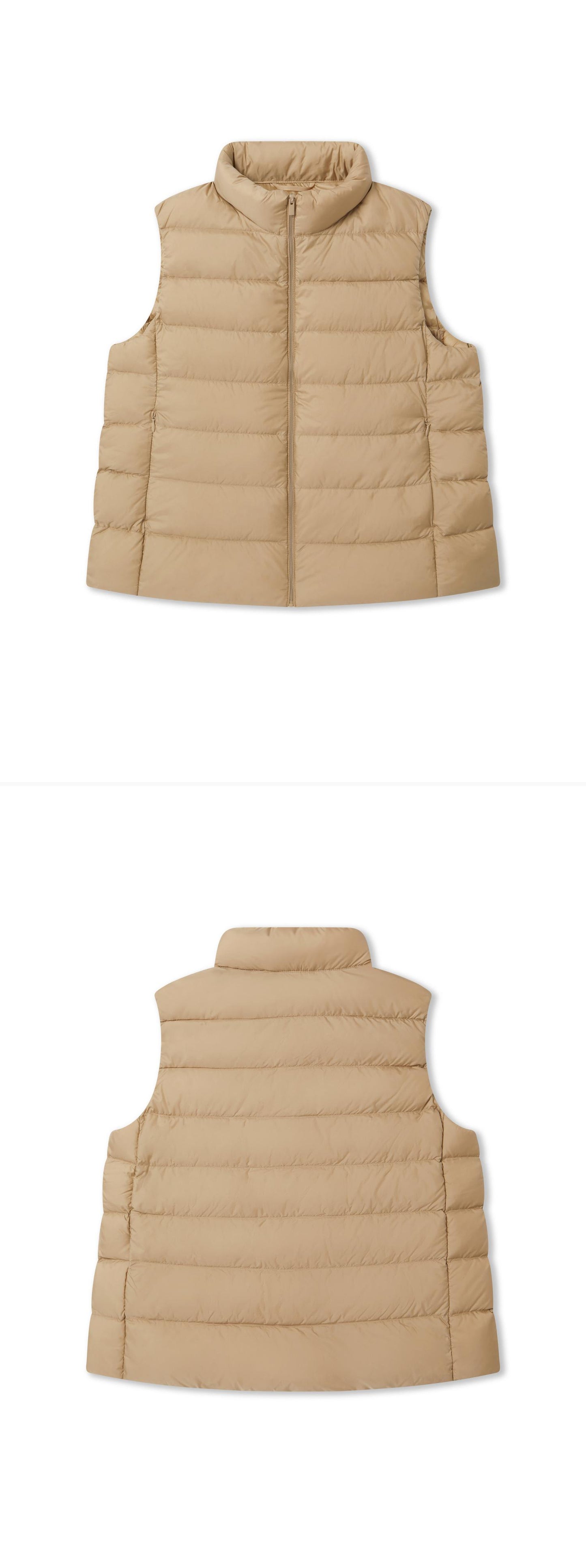 BEIGE_GILLET - Flat Lay - 2 x Shots - Front + Back