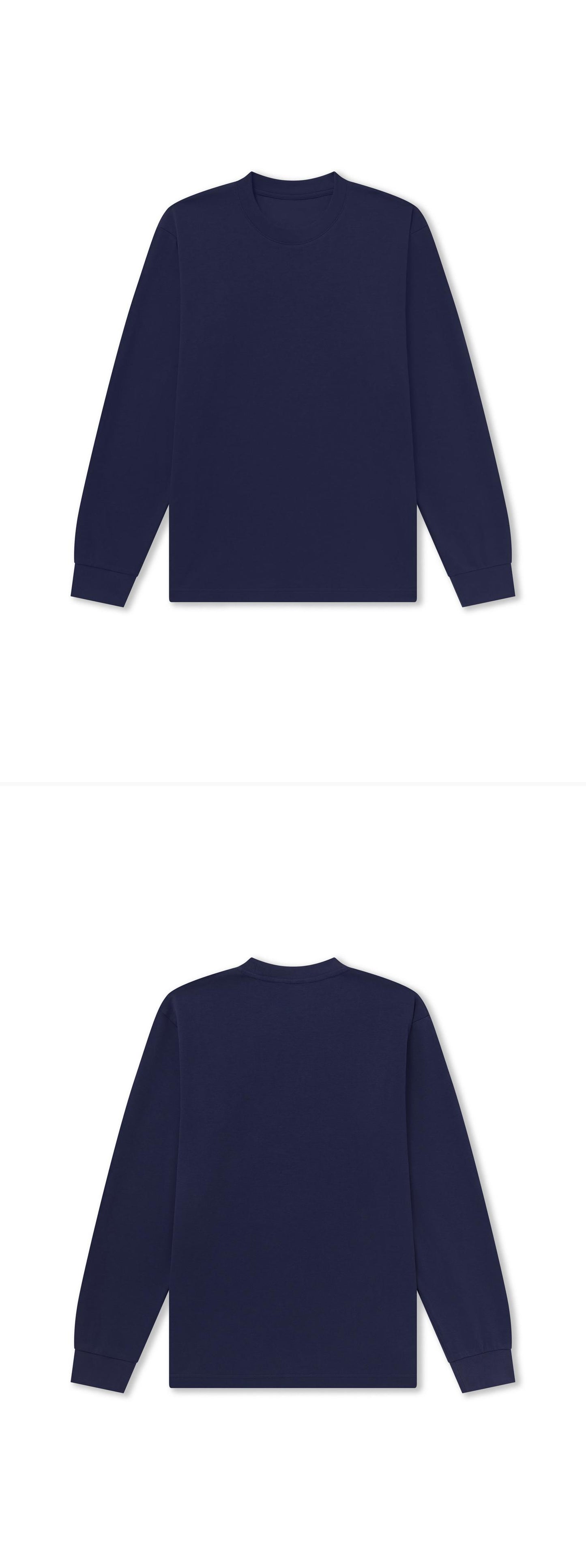 LS_NAVY_TEE - Flat Lay - 2 x Shots - Front + Back