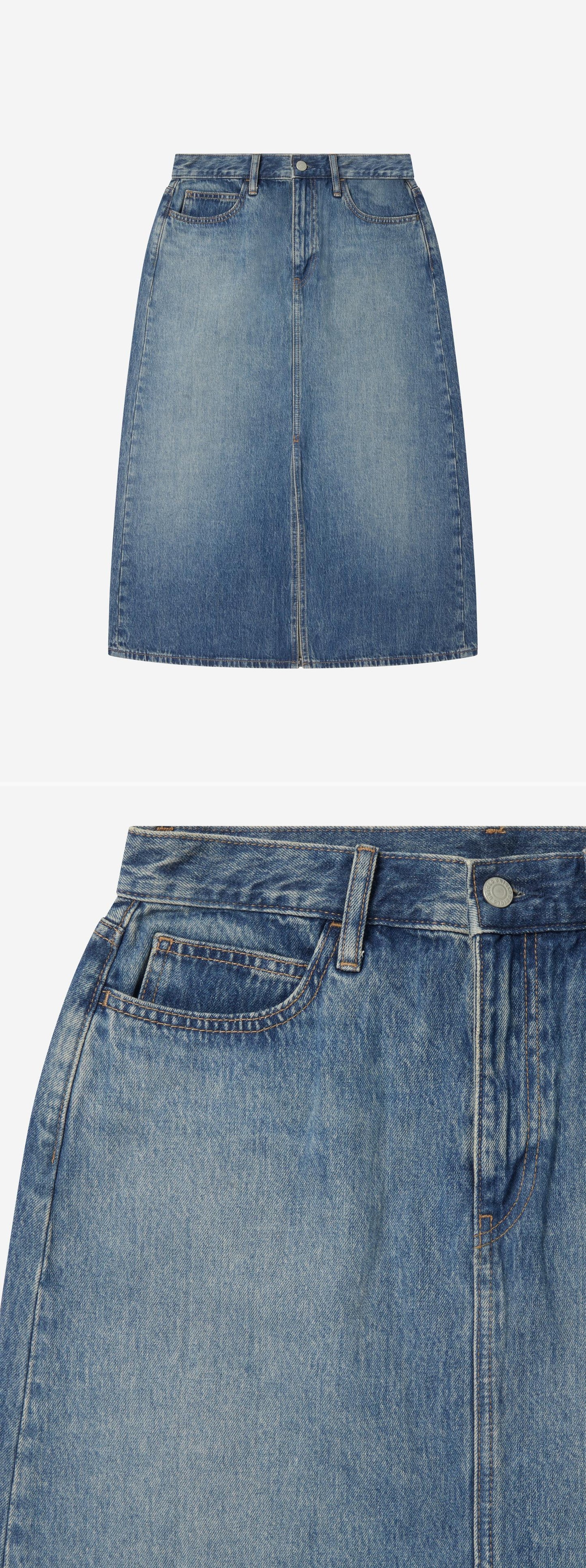 DENIM_SKIRT - Flat Lay - 2 x Shots - Front + Detail A