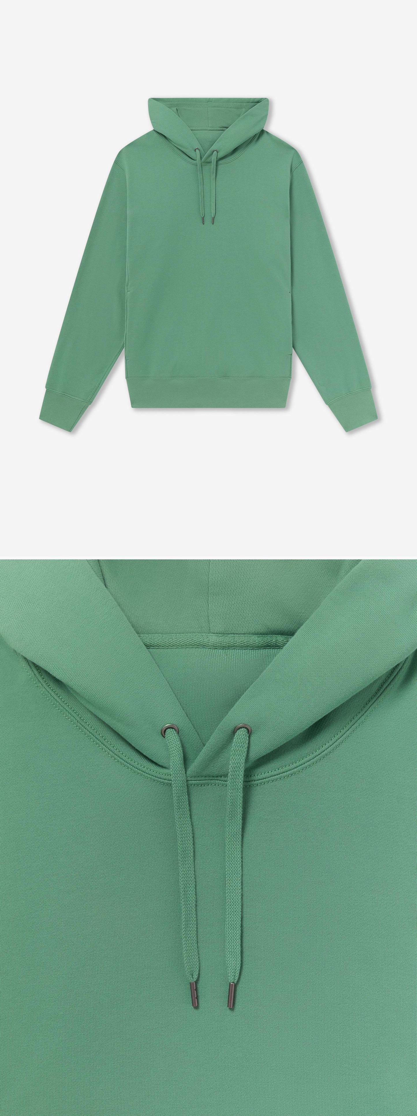 GREEN_HOODIE - Flat Lay - 2 x Shots - Front + Detail A