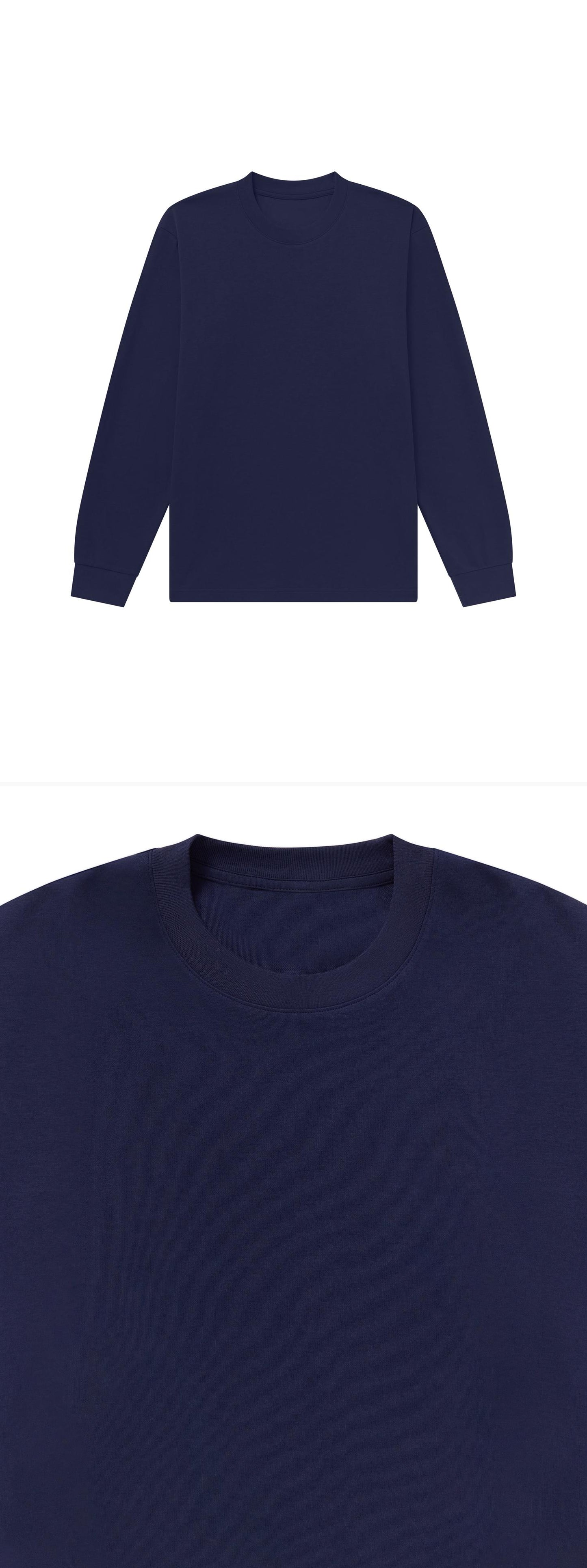 LS_NAVY_TEE - Flat Lay - 2 x Shots - Front + Detail A