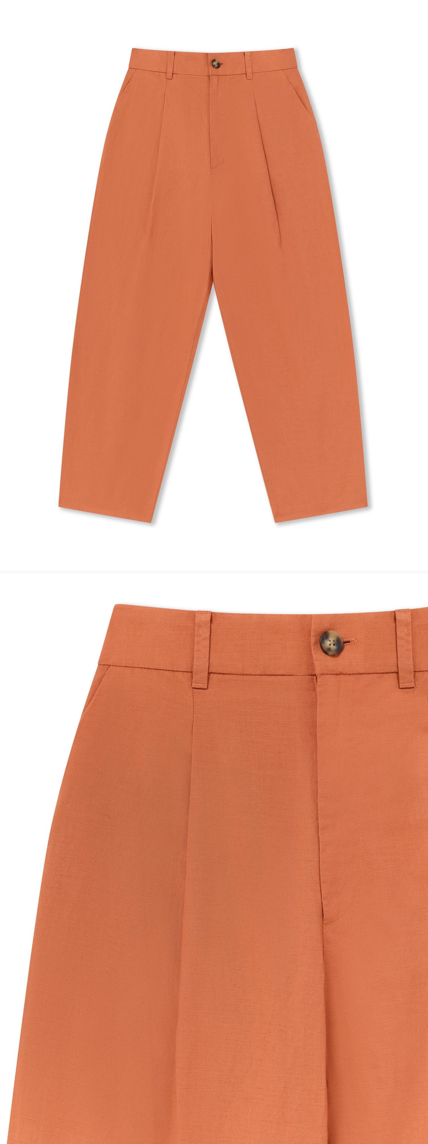 ORANGE_WIDELEG_TROUSER - Flat Lay - 2 x Shots - Front + Detail A