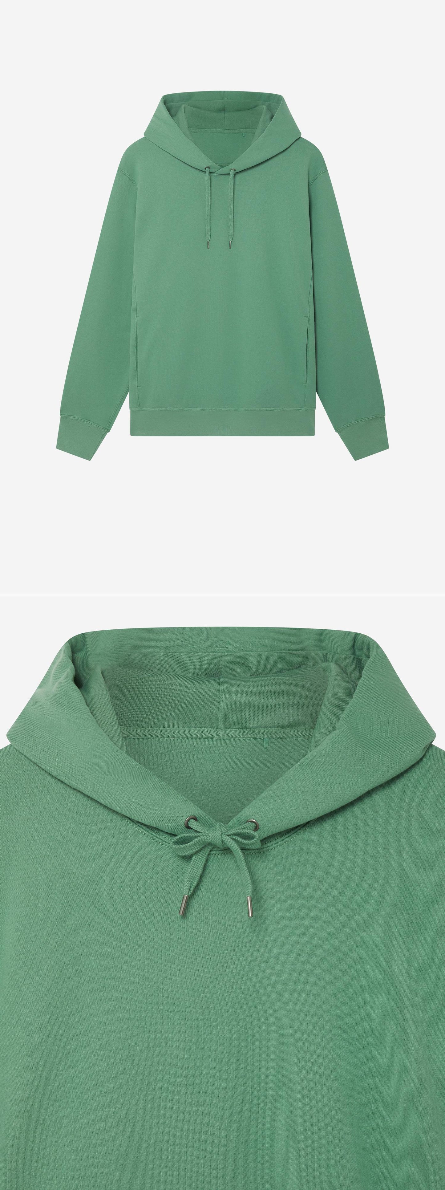 GREEN_HOODIE - Hanging - 2 x Shots - Front + Detail A