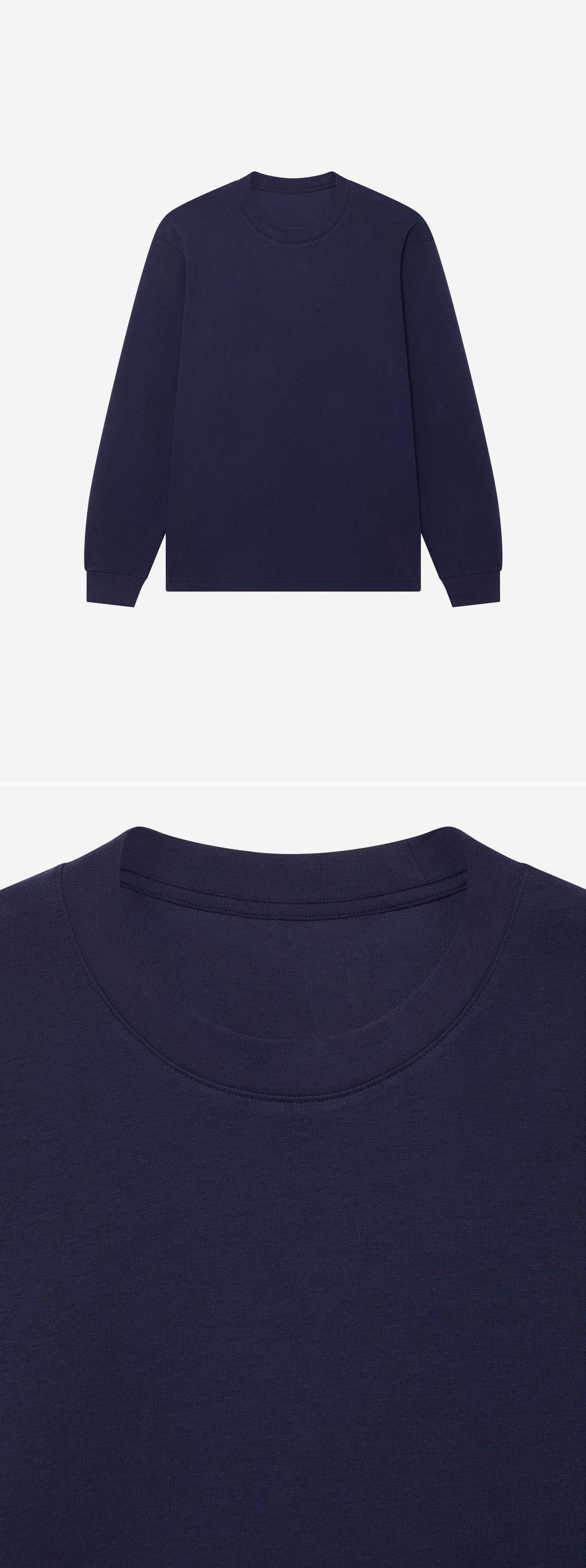 LS_NAVY_TEE - Hanging - 2 x Shots - Front + Detail A