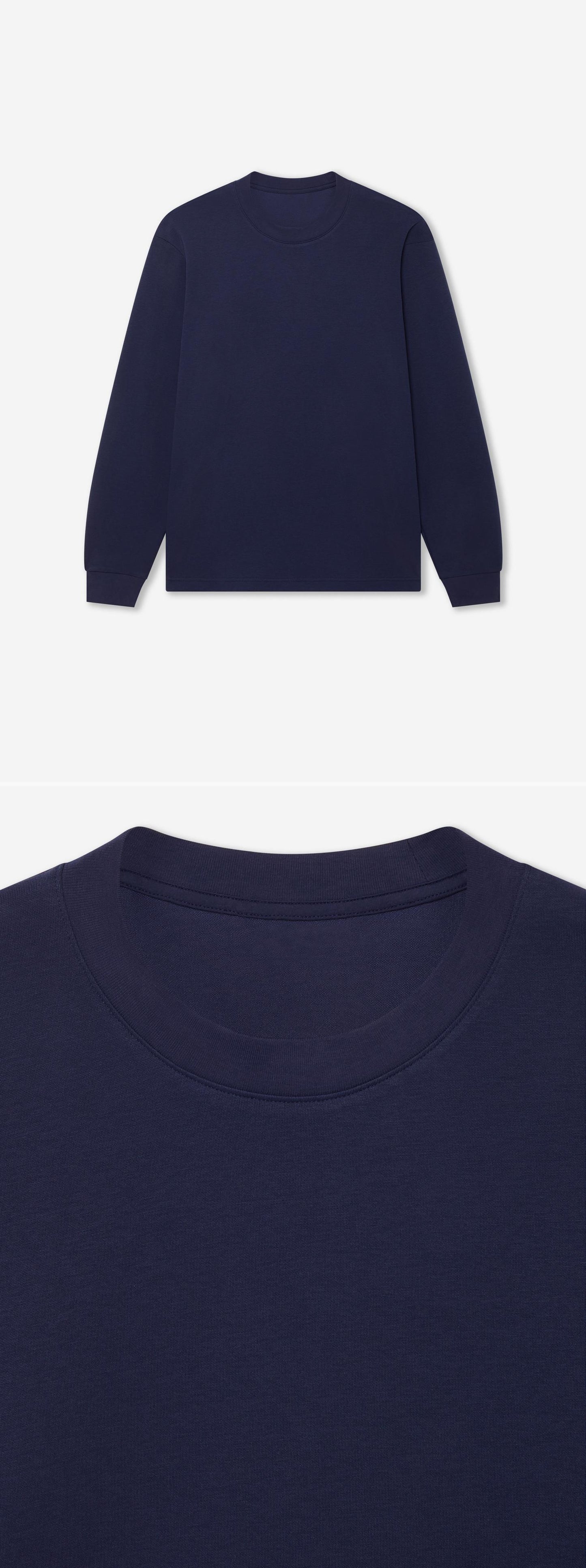 LS_NAVY_TEE - Hanging - 2 x Shots - Front + Detail A
