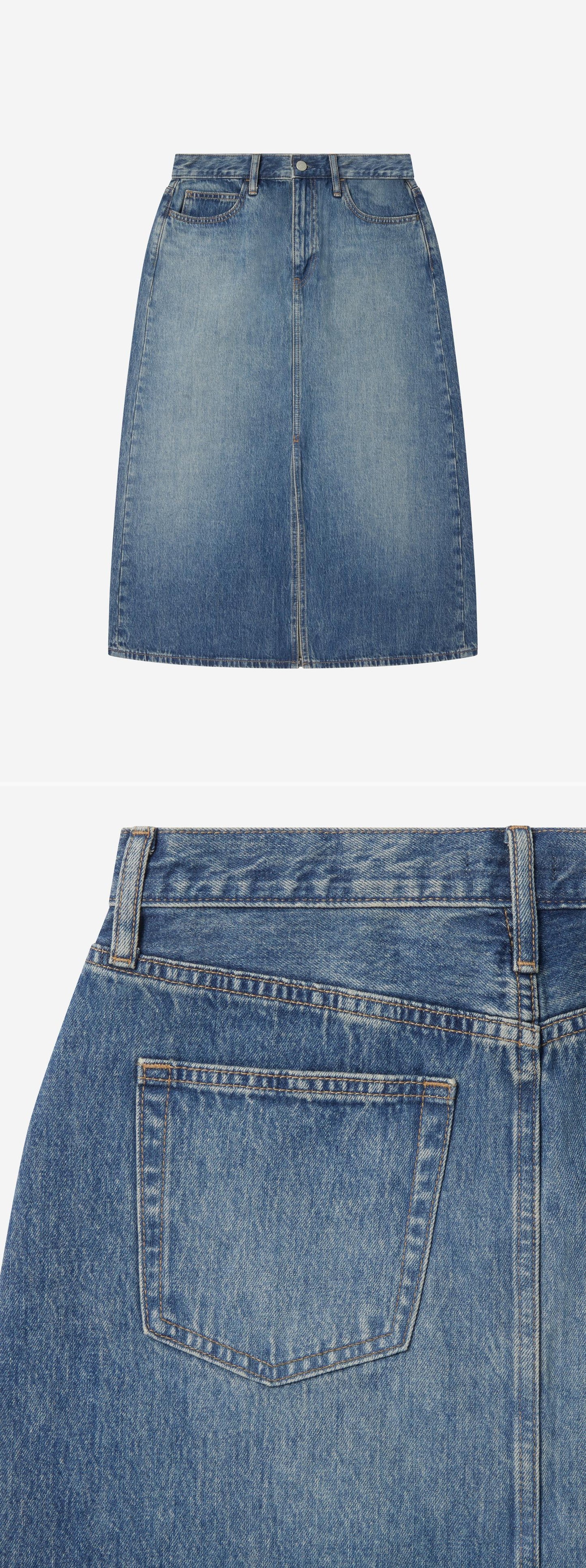 DENIM_SKIRT - Flat Lay - 2 x Shots - Front + Detail B
