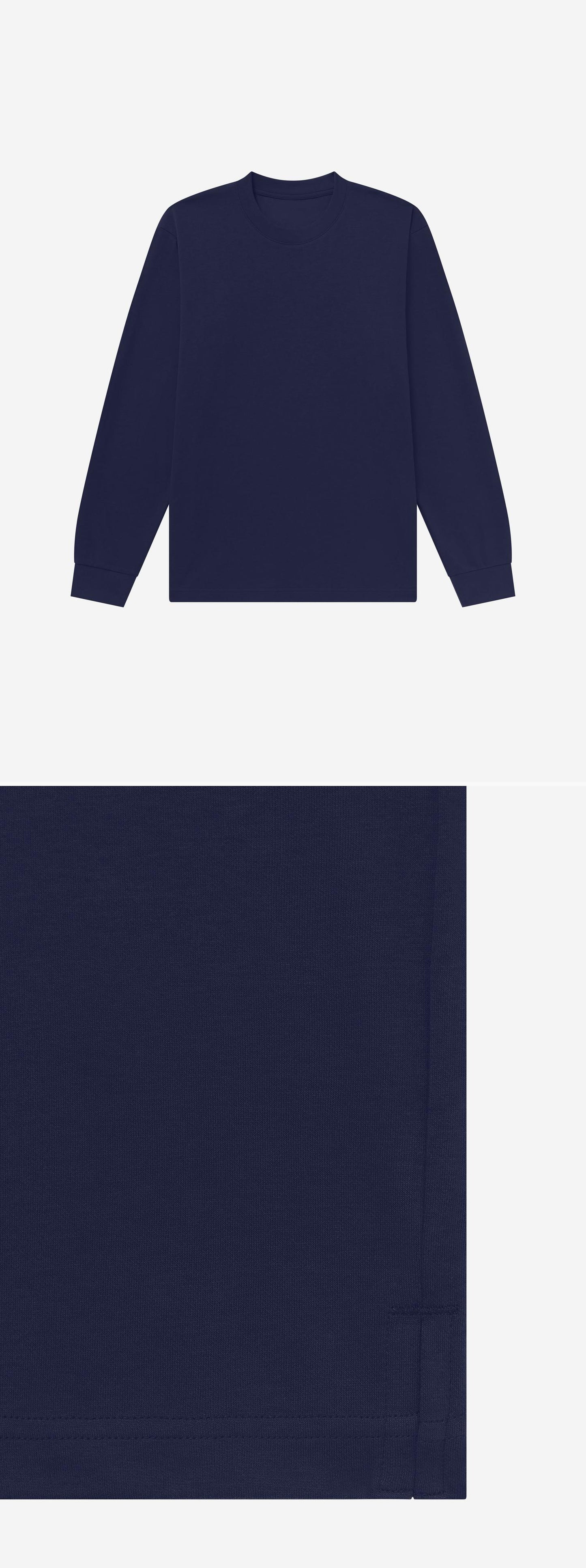 LS_NAVY_TEE - Flat Lay - 2 x Shots - Front + Detail B