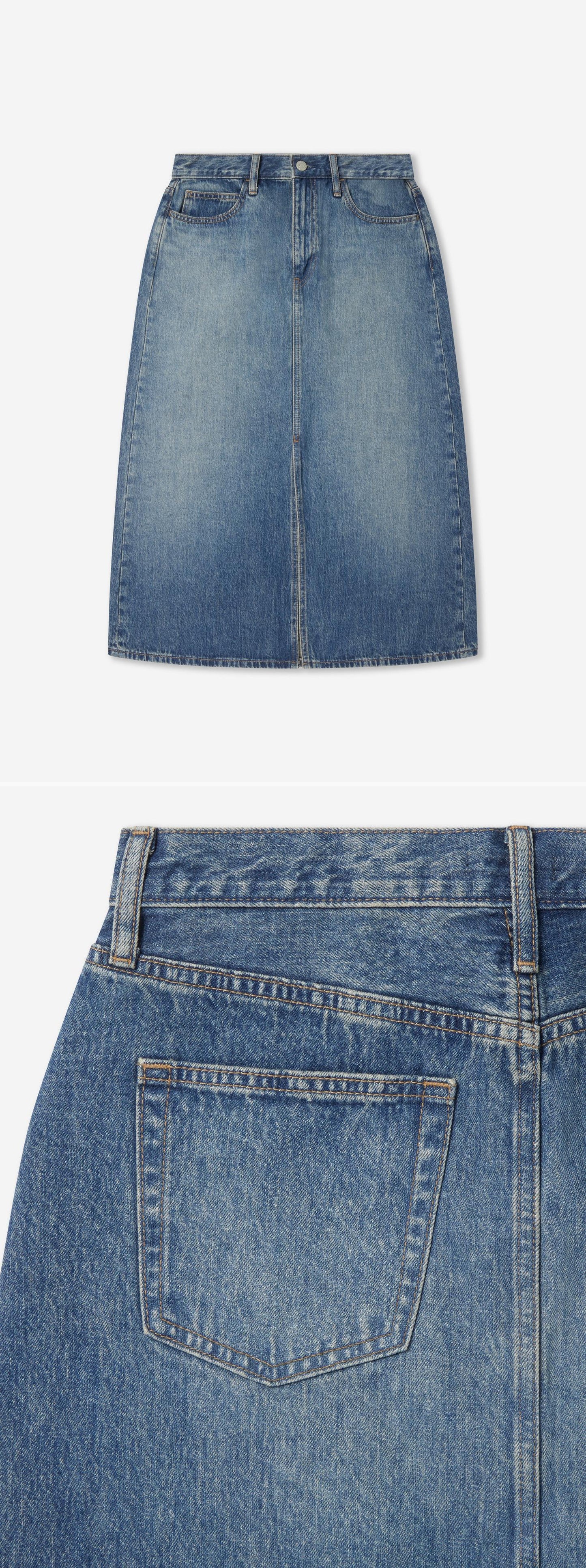 DENIM_SKIRT - Flat Lay - 2 x Shots - Front + Detail B