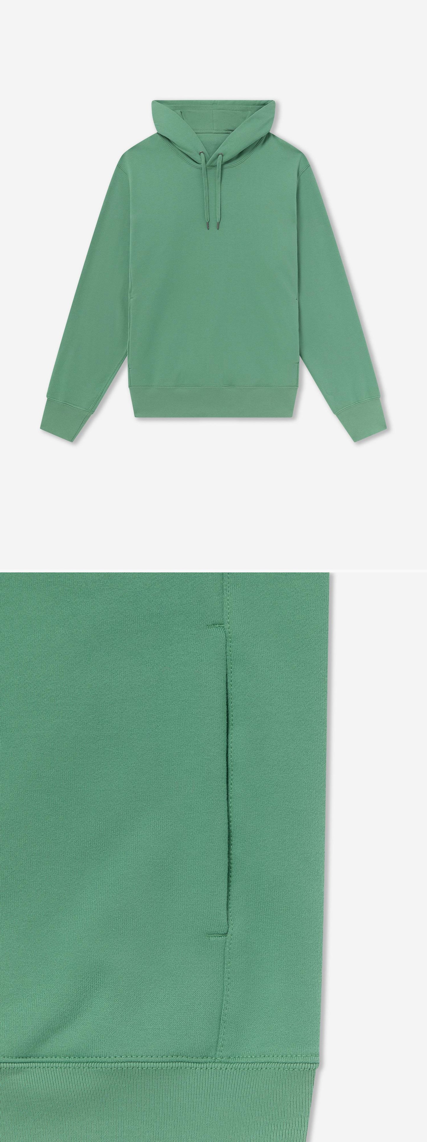GREEN_HOODIE - Flat Lay - 2 x Shots - Front + Detail B